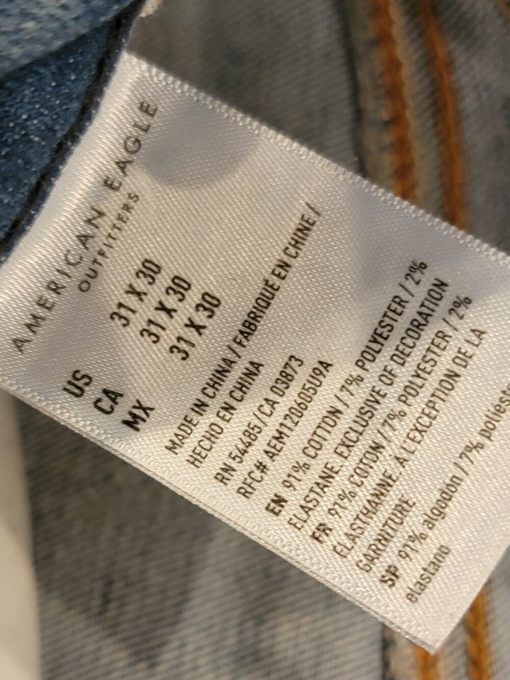 American Eagle Airflex 360 Factory Distressed Light Wash Men's Jeans 31 x 30 - Picture 6 of 10
